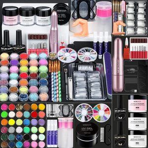 Acrylic Nail Kit Beginner Starter Set w/Drill Acrylic & Glitter Nail Powder